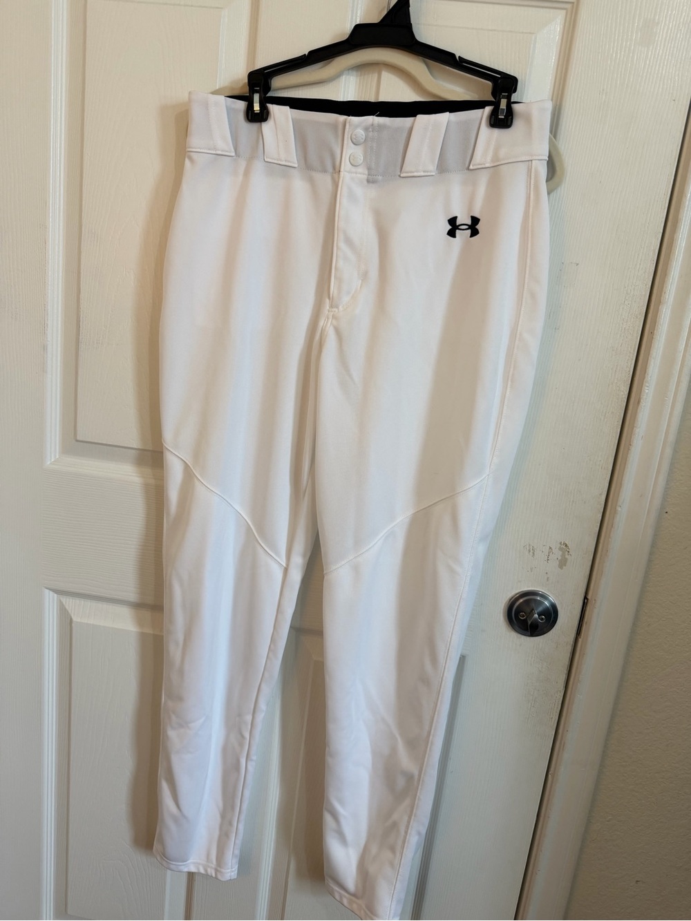 Under Armour White Baseball Pants with Black Logo Accent